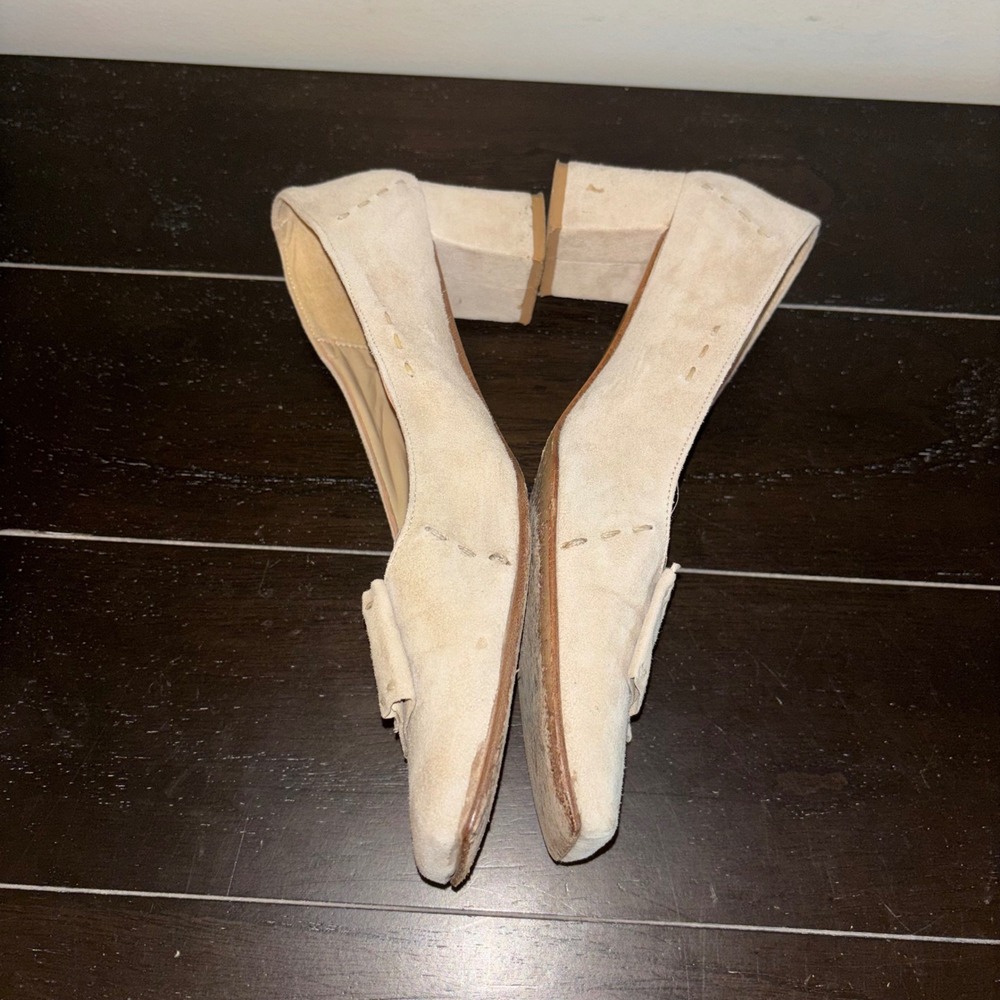 Camper Twins | Italy | Beige Suede Leather | Block Heel | Square Toe | Pump - Picture 5 of 11